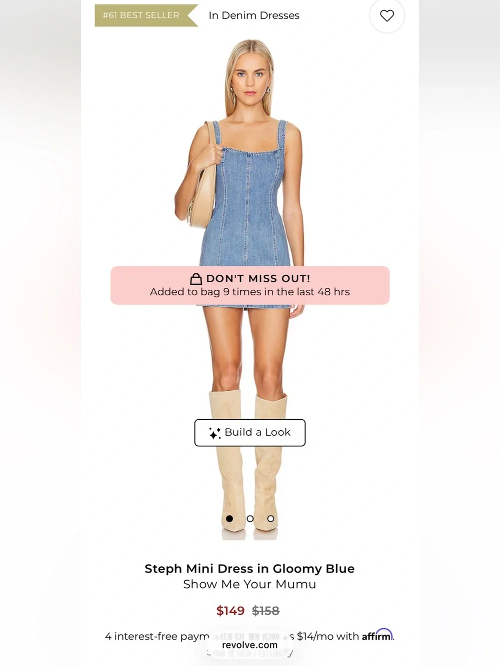 Show Me Your Mumu Steph Mini Dress Gloomy Blue Denim Open Back Revolve Size M - Picture 3 of 12
